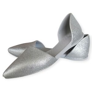 Native Audrey Bling D'Orsay Silver Glitter Sparkle Slip On Flats 8